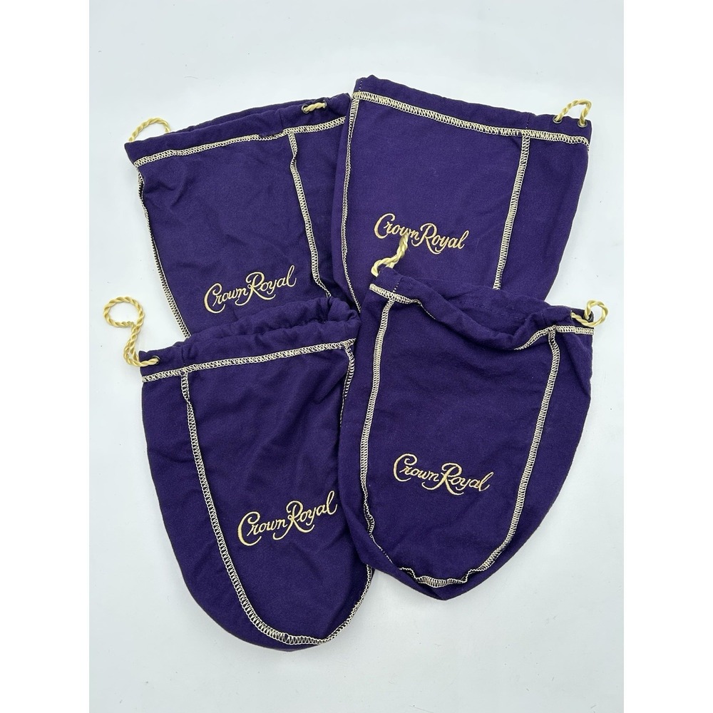 Crown Royale Drawstring Bags Felt Purple Medium 9" Size  Lot of 4